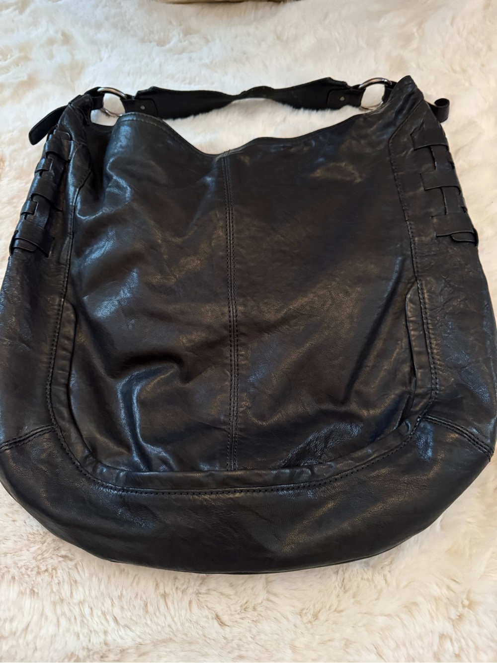Andrew Marc Black Leather Hobo Shoulder Bag